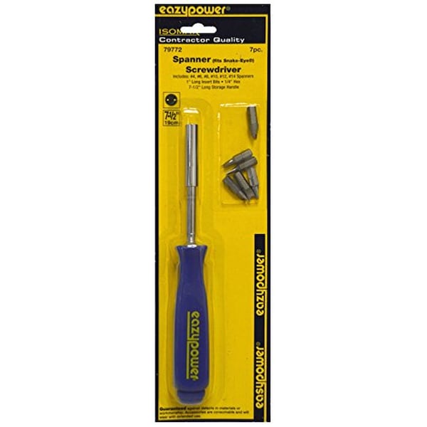 7-Pc 7-1/2 Spanner Magnetic Screwdriver w/ Tip Storage No 4-No 14 1 Bits